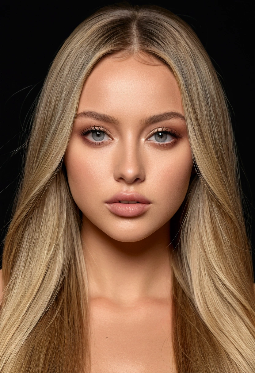 A very realistic and detailed photo of Ester Exposito, light makeup,  long straight sleek blonde hair, high quality photo 4k, very detailed, perfect fit, looking at the camera, detailed realistic face, detailed eyes 