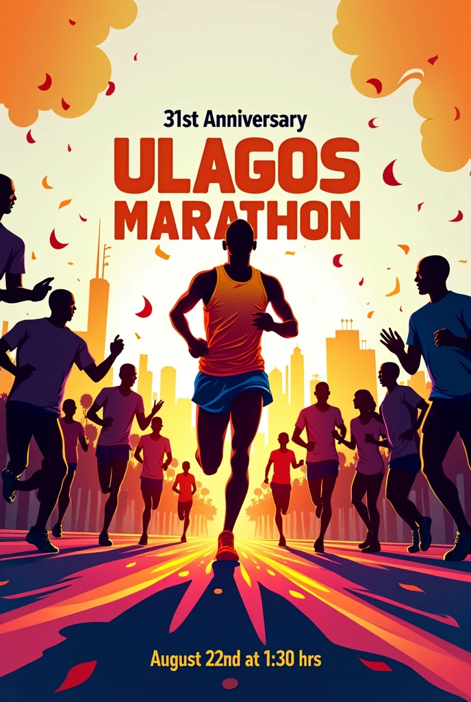Create a poster for the 31st Anniversary ULagos Marathon. August 22nd at 11:30 hrs.