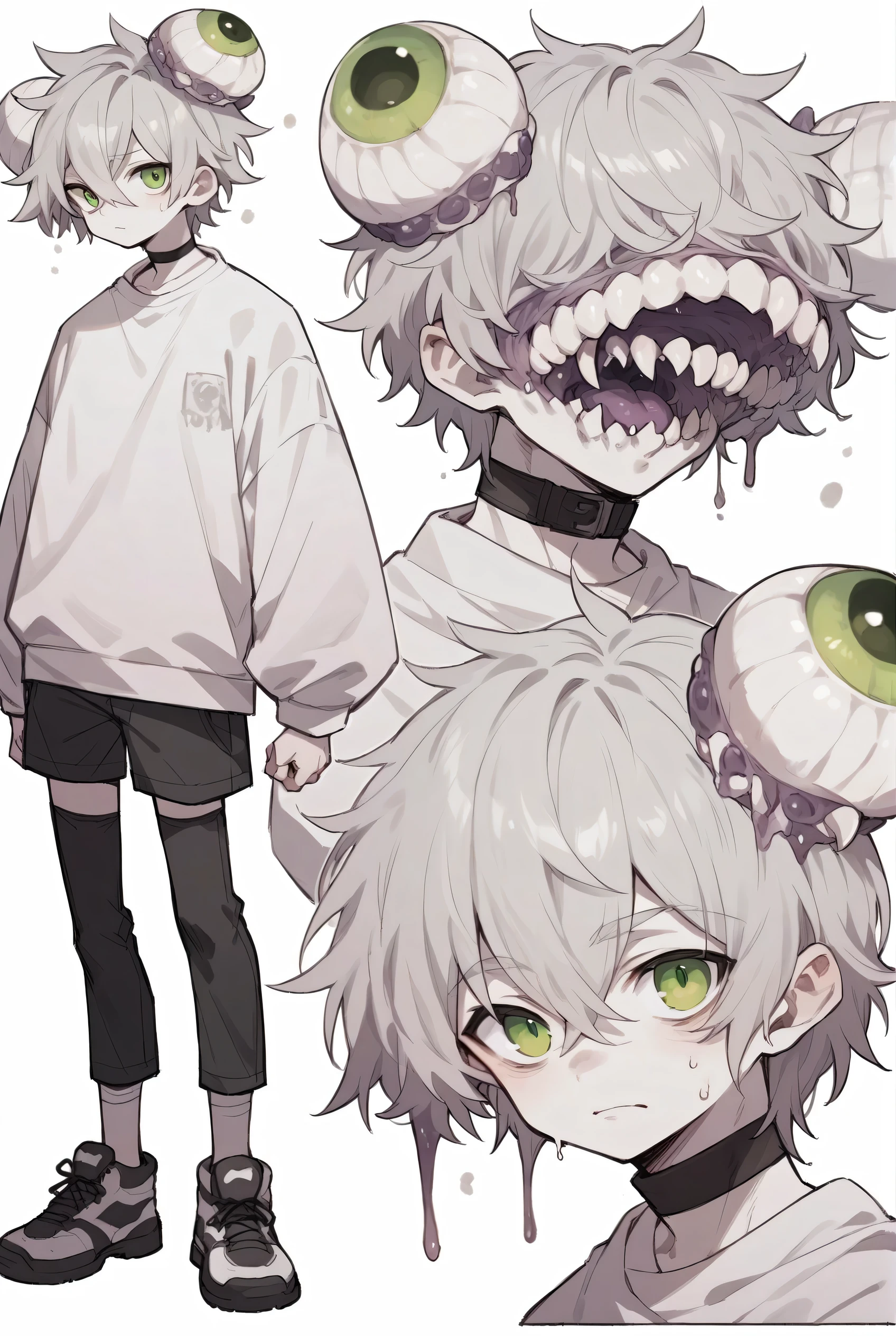 boy, monster, green eyes