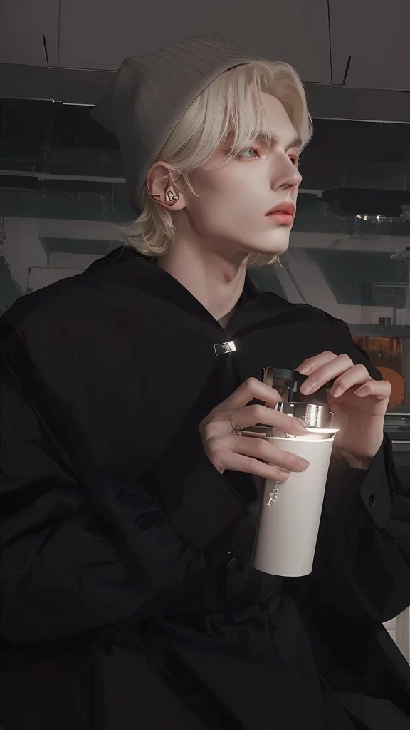 masterpiece, of the highest quality, Alone , (perfect face:1.1), (High detail:1.1), dramatic, (1 chico), Pale skin, (by the wide y blanco puro:1.4), white eyes, Alone, by the wide, snob, albino, sensual lips, devil wizard, volumetric lighting, detailed eyes, cinematic lighting, hyper detailed, intricately detailed, overwhelmingly pixel perfect, fashion, seductive pose, on side BalenciagaStyle, black wool hat