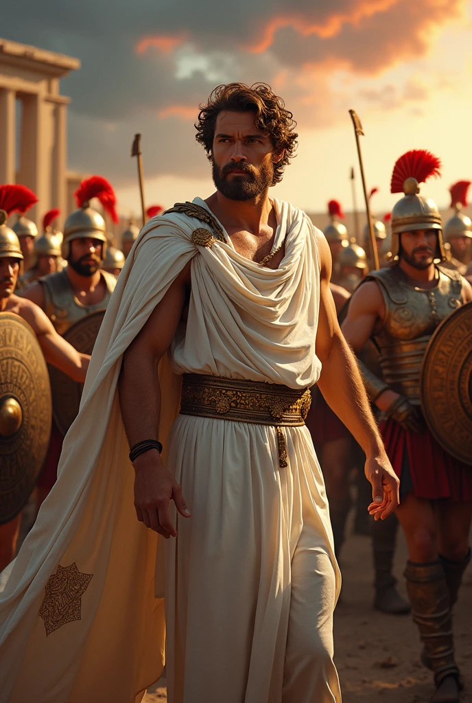 Pythogoras sorrounded by army of greek
