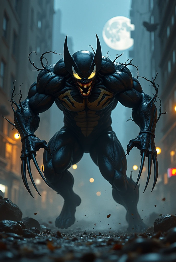 Draw a super fusion of Venom and Wolverine