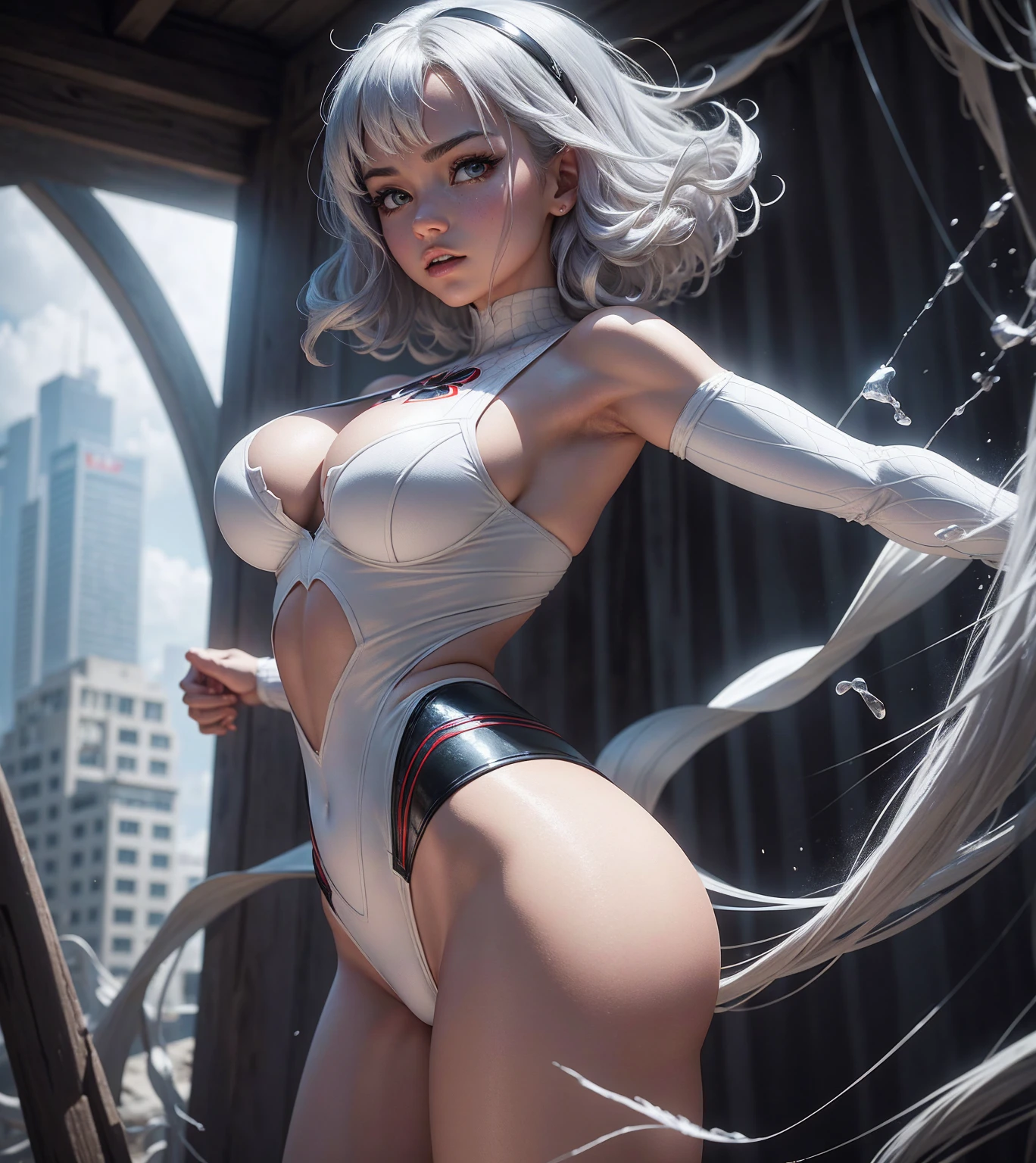 (CG Unity 8K Extreme Detail Wallpaper, work of art, highest quallity), (Exquisite lighting and shadow, highly dramatic image, Cinematic lens effect), a girl in a white Spider man costume, White Bra and Thong, silver gray hair color, from the Spider man parallel universe, Wenger, wonder wonder wonder wonder wonder wonder wonder wonder wonder wonder wonder wonder wonder wonder wonder wonder wonder wonder wonder wonder wonder wonder wonder wonder wonder wonder wonder wonder wonder wonder wonder wonder, Spider man, she shows her , Outside back, dynamic pose), (excellent detail, Excellent lighting, wide angle), (excellent beachwear, enough to stand out in its class), focus on white Spider man costumes, complex spider textures