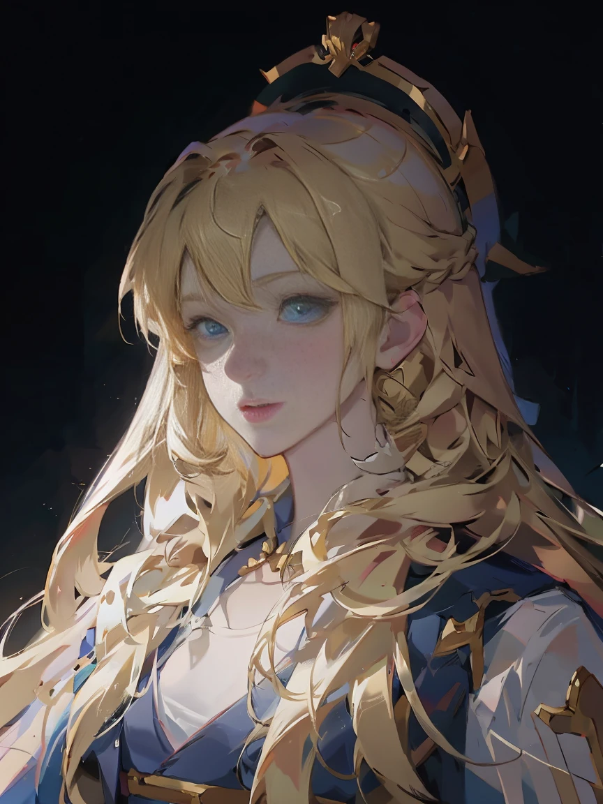 Japanese cartoons, Face, Blonde Hair, blue eyes, Long hair, White background,