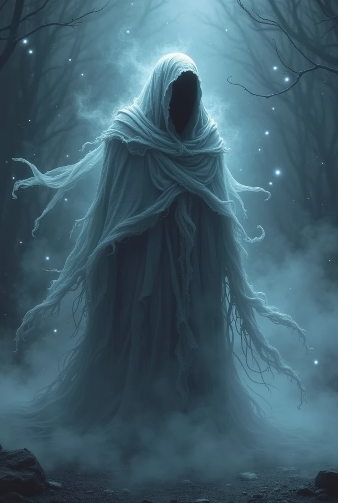Phantom Golem. Shadow body with clothes that hide the body, like the character of Vivi from Final Fantasy IX. It must look and tender. The body must be smoke like a shadow (not solid)