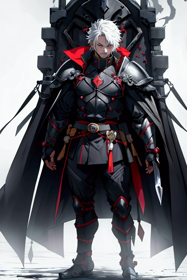 ((Highest quality,8k，Absurd Resolution，16K, masterpiece: 1.3))warrior，male，beard，Dandy，warriorの要素とFantasyの要素が融合，Unique characters，装備はarmor，伝統的なwarriorの装束にハイテクな要素，armor，Decoration，LED lights and neon，warriorのデザインがcharacteristic，knife，Cybernetic modifications to body parts，背景はRuined castle，Ruined castle，伝統的なwarriorとFantasyの要素の組み合わせ，Hall々With an appearance of，A being of combat，複数のstop temporarilyとPerformance, Very detailed, depth, Many parts，National style，professional clover Decoration，characteristic，色と絵はwarriorのテーマ，Dense and detailed face，Elements that emphasize a dignified image，stop temporarily，Performance，Fantasyの要素，雰囲気をPerformanceする，Unique Design，Ambience and calm，Great composition，One Scene，Description of the whole body，Ultra Wide Angle，Cinematic，Fantasy，Original elements，Professional Lighting，Sharp focus，Dynamic Angle，symbol，Dynamic Lighting，Professional Color Grading，8K Ultra HD, HDR，Unique Design，One and only，A magnificent composition，One Scene，Anime Style，Studio Lighting，Ultra Wide Angle，Original elements，Detailed texture，Full body description，Dynamic Angles，Iconic，Dynamic Lighting，Professional Color Grading，original，Extreme detail，Glow effect