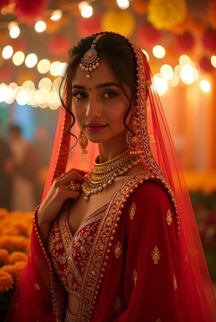 a beautiful young indian girl, 23 years old, wearing a black saree, porcelain white skin, extremely detailed portrait, high quality, realistic, photorealistic, 8k, best quality, masterpiece, sharp focus, physically-based rendering, vivid colors, intricate details, elegant pose, serene expression, soft lighting, warm color tones don’t change face and change background and outfit