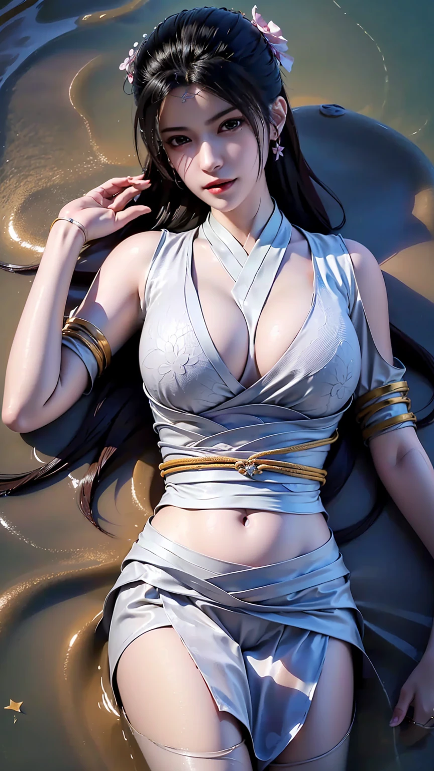 1，(((bishoujo，Off-shoulder，Shoulder straps slipping off，cleavage cutout，Shocked，Asymmetry，irregular，open cloths，Shy，(bitch_virgin:1.5)，Exposed breasts，Pure and sexly，(Super skinny:1.5)，(See-through clothing:1.8)，sexly的表情，Conical chest，Broken clothes，torn)))，glamor，dynamic pose，Shuriken，curvy ，High target_solve, clearly_image, Detailed background，best quality, number, Very detailed, Finely, high resolution, 8k画质， Perfect dynamic composition, long hair, Charming pose，(sexly:1.0)，Shy，masterpiece, best quality, high resolution, 8k, HDR, raytracing, detailed shadows, beautiful girl, (hyperdetailed:1.15)，maebari/pasties，1