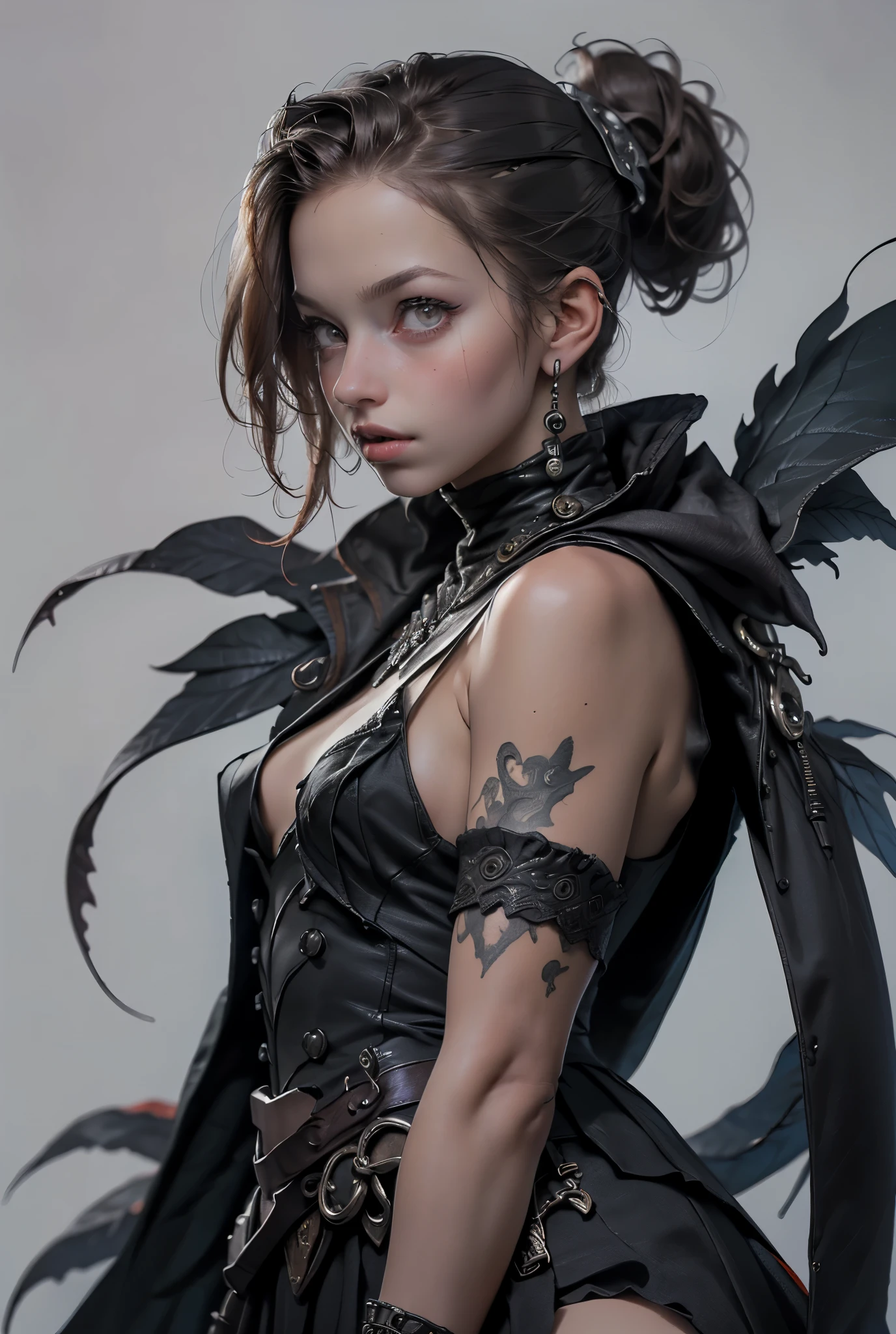 ((best quality)), ((masterpiece)), (detailed), plain background, white background, Bloodborne inspired, occult aesthetic, occult, detailed and intricate steampunk and detailed gothic, NSFW, Very dramatic and cinematic lighting, cosmic horror, grim-dark, side-lighting, perfect face, a beaituful goddess valkyrie enshrined in armour, Bloodborne inspired valkyrie, occult aesthetic valkyrie, occult valkyrie, detailed and intricate steampunk and detailed gothic valkyrie, Fluttering lace flared long knee length dress with frilly petticoats, long dress, knee length dress, pleated petticoats, ta dress, petticoats gothic loliside-lighting, NSFW, gothic lolita, tiful small breasts, full body, whole body, body, NSFW