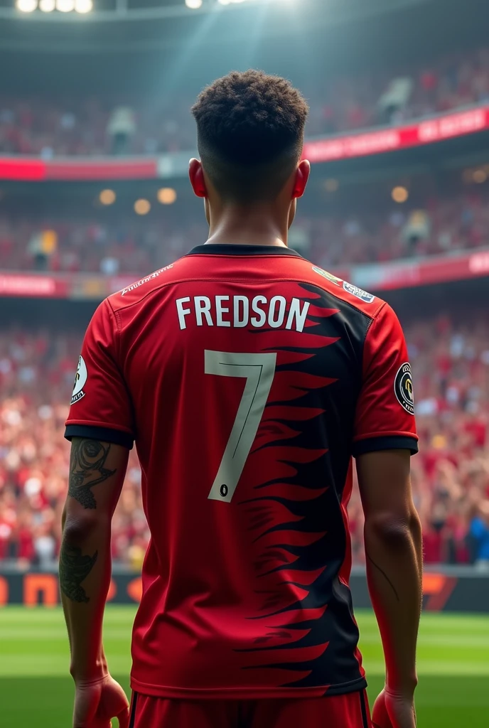 Flamengo shirt with sponsorships 2024 with the name Fredson and number 7