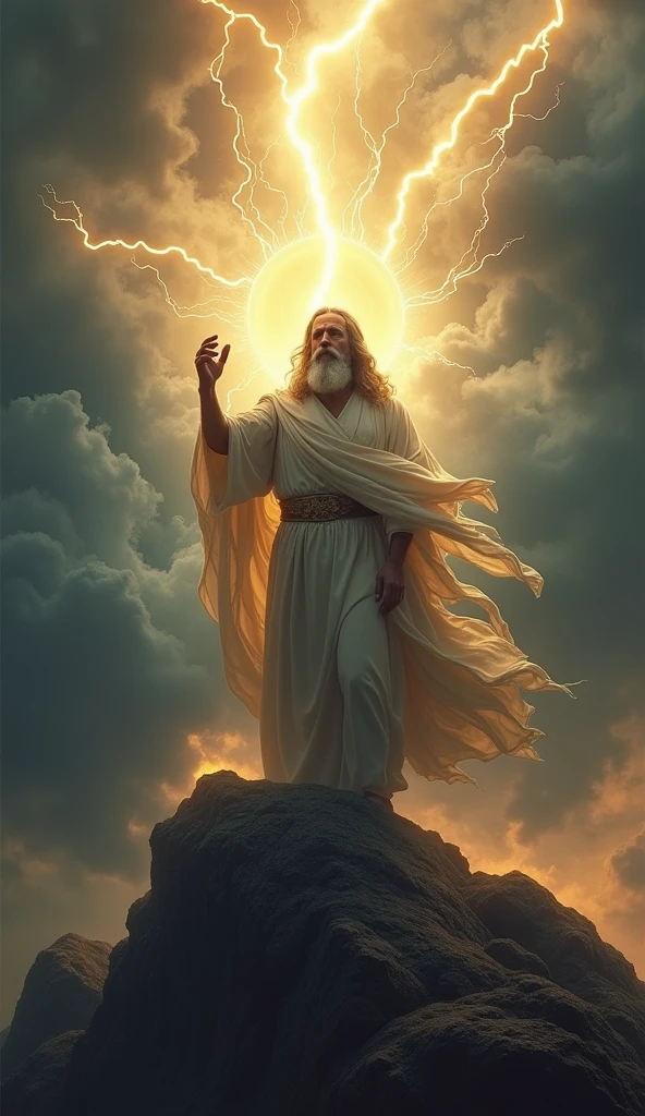 Moses holding lightning in his hand, Halo