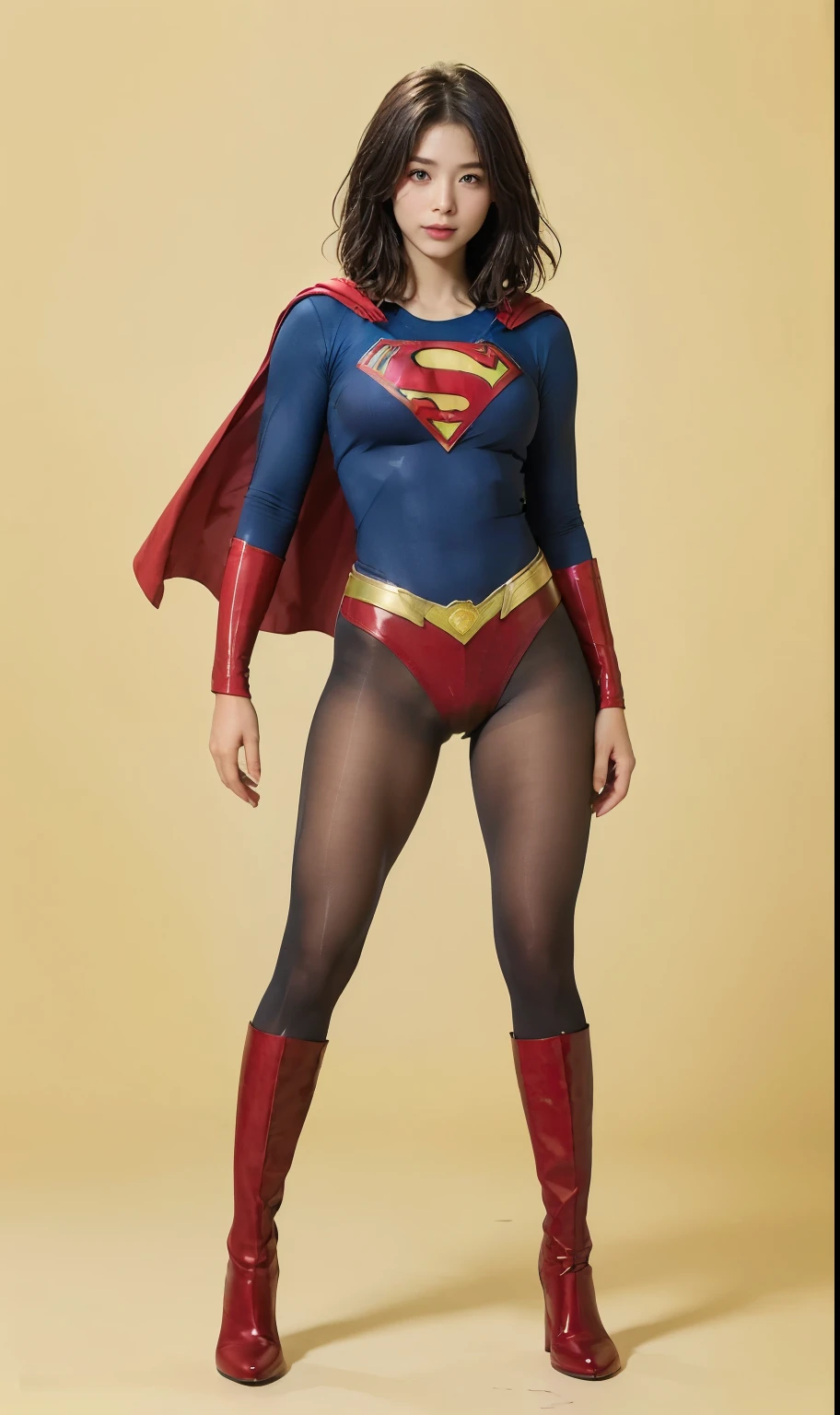 No background、(((Looking down、Looking down)))、(((Beautiful legs in black tights.)))、(((Legally express the beauty of your smile)))、((((Make the most of your original images)))、(((Supergirl Costume)))、(((Beautiful short bob hair)))、(((suffering)))、(((Please wear black tights....、Wear red boots)))、((Best image quality、8k))、((Highest quality、8k、masterpiece:1.3))、(((Preserve background )))、Sharp focus:1.2、Beautiful woman with perfect figure:1.4、Slim Abs:1.2、Wet body:1.5、Highly detailed face and skin texture、8k