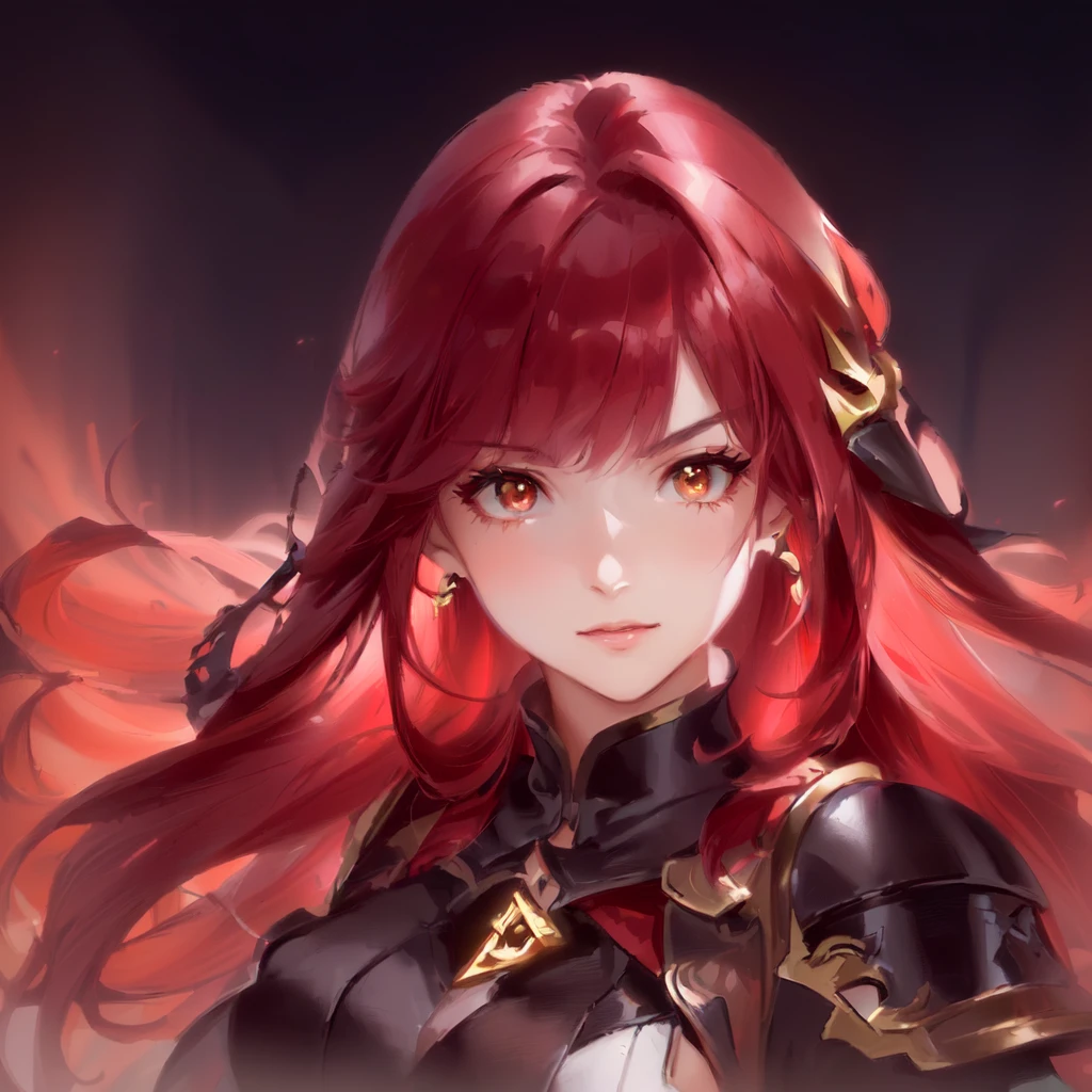 woman with long red hair and armor, ayaka genshin impact, ayaka game genshin impact, zodiac knight girl portrait, female protagonist, Kushard Krenz key art feminine, valentine shuffle, genshin impact character, Genshin, That's Right, Artgerm and Ati Gairan, Portrait Knight Female,cowboy shot,(full body)