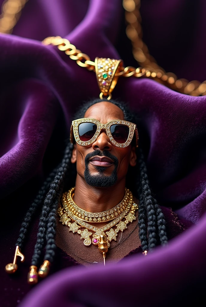 Snoop dogg crafted  into a gold pendant with colored diamonds more designs
