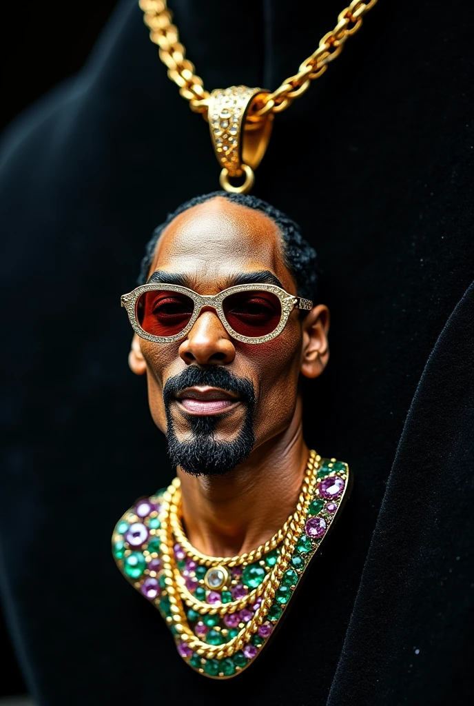 Snoop dogg crafted into a gold pendant with colored diamonds more designs