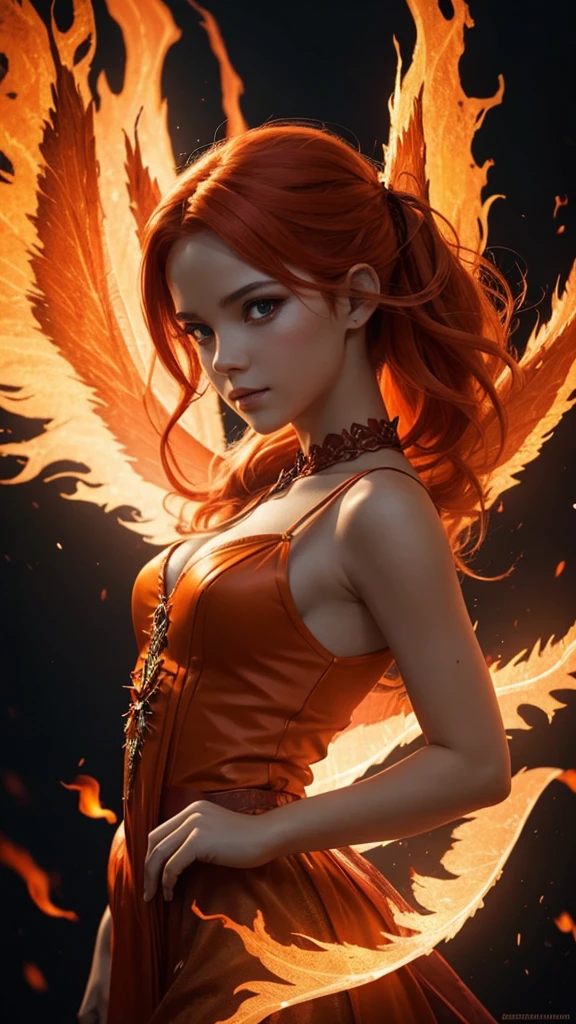 “Generate an extreme close-up portrait of a Flame Fairy. The fairy should have fiery red or orange hair, with wings that appear as if they are flickering flames. The expression should be confident and intense. Ensure that the background is heavily blurred, focusing on the fairy’s face with vibrant, fiery colors and dramatic lighting to accentuate the warmth and energy of the character.”