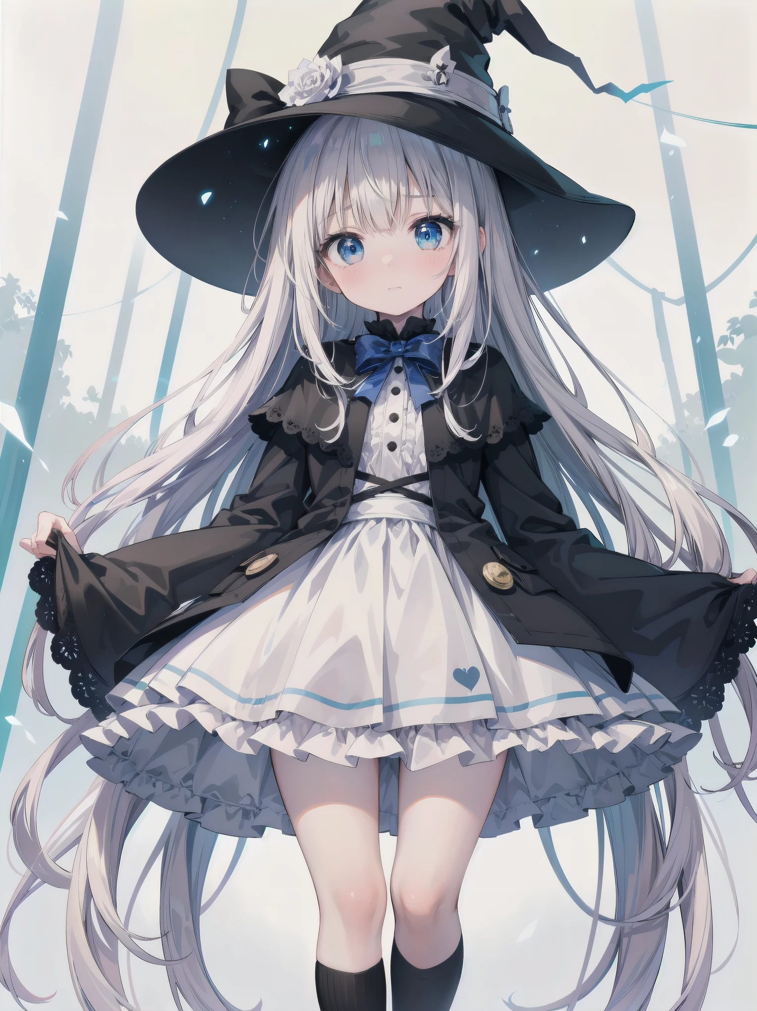 🎶, (🧙♀️), ✡, ✨(black hat), , Alice in Wonderland, Alone, very beautiful, cute, adorable, embarrassed, alone, blue eyes, white skin、look at viewer、looking up,kawaiitech, pastel colors, kawaii, cute colors,Alice in Wonderland, alone, very beautiful, cute, adorable, embarrassed, alone, blue eyes, white skin,skirtlift