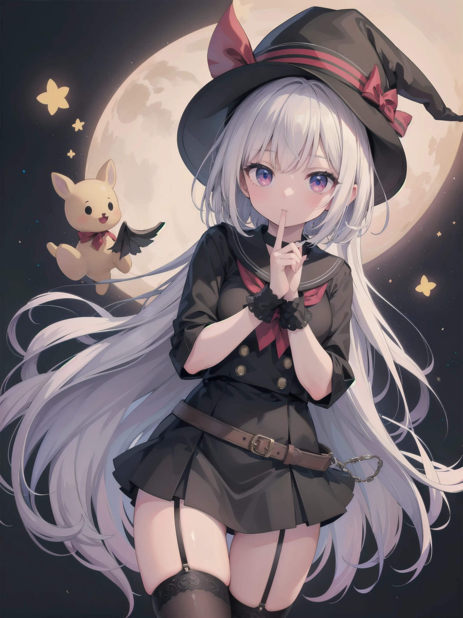 (Masterpiece artwork: 1.3), (top-quality: 1.2), Grande plano de one rapariga bonita, Ultra-detailed illustration, Ultra-high quality, high qualiy, top-quality, members, Fingers, beautiful and slender girl, one, Eyes red, leather witch cosplay, little devil, bob cut, black stocking, deer hat, illuminated kinematics