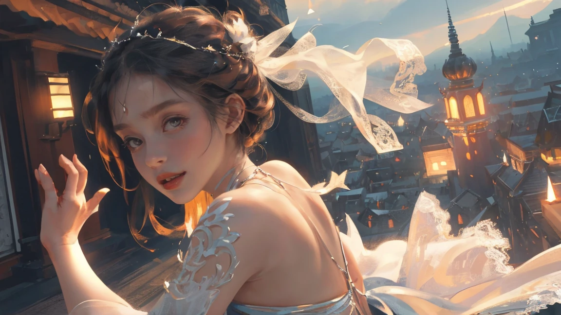(practical, Photorealistic:1.37), (masterpiece, Highest quality:1.2), (Ultra-high resolution:1.2), (Original photo:1.2), (Clear focus:1.3), (Face Focus:1.2), (Highly detailed CG Unity 8k wallpaper:1.2), (Beautiful Skin: 1.2), (Pale skin:1.3), (Super sharp focus: 1.5), (Super sharp focus:1.5), (Beautiful and clean face:1.3), (非常にDetailed Background, Detailed Background:1.3), Bokeh, Depth of written boundary, rest, Image of a Very Cute and Beautiful Japanese Woman, (bride), business suit, (22 years old:1.1), smileの少女の肖像画, Full body image, from the front, Symmetrical Configuration, (Studio Lighting:1.3), (Cinema Lighting:1.3), (Rear window lighting is backlit:1.3), (surface light:1.3), Light Enveloping Her Entire Body, Looking straight at you, Persistence, Sexy model posing, rest, (Chestnut Half-Hair:1.2), Dark brown eyes, Beautiful Eyes, Princess Eyes, Mahogany Hair, A single hair, bangs, slim, Abdominal muscles, (Huge breasts;1.35), (Willow West:1.15), (Details of a beautiful girl:1.4), (Pure White Elegant and Gorgeous Lace Silk Wedding Dress:1.3), (BaliOcean view背景:1.2), (smile, happiness:1.3), ((Perfect female body)), (Upper body image:1.3), Encircling the head, Perfect Dramatic, Volumetric lighting, Professional majestic oil painting, Glowing Skin, CT Anatomy, Perfect Proportions, 8.Five Really Small, Face Focus, Ultra practical Photo, Extremely clear images, Ultra-high definition images, Bali, Ocean view, Beach, External, ((walking Beach:1.2)),