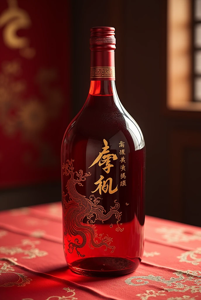 Red wine bottle/Red bottle/HD 4k/Chinese style/Rich in details/printing