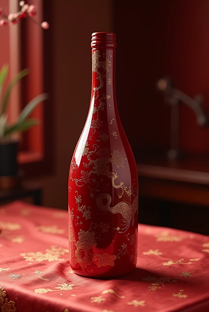 Red wine bottle/Red bottle/HD 4k/Chinese style/Rich in details/printing