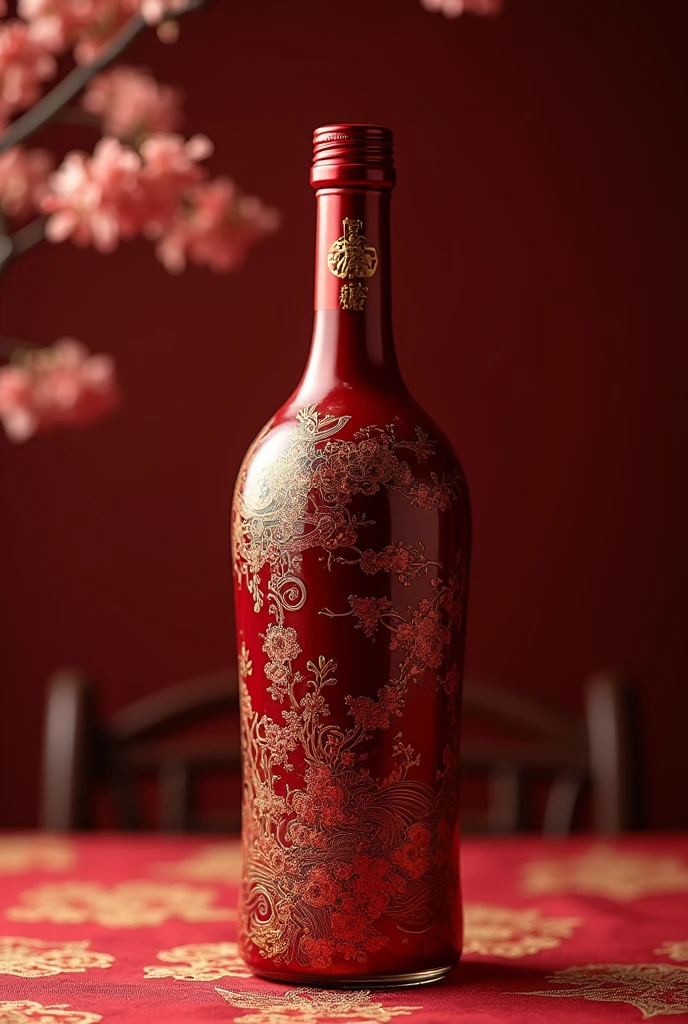 Red wine bottle/Red bottle/HD 4k/Chinese style/Rich in details/printing