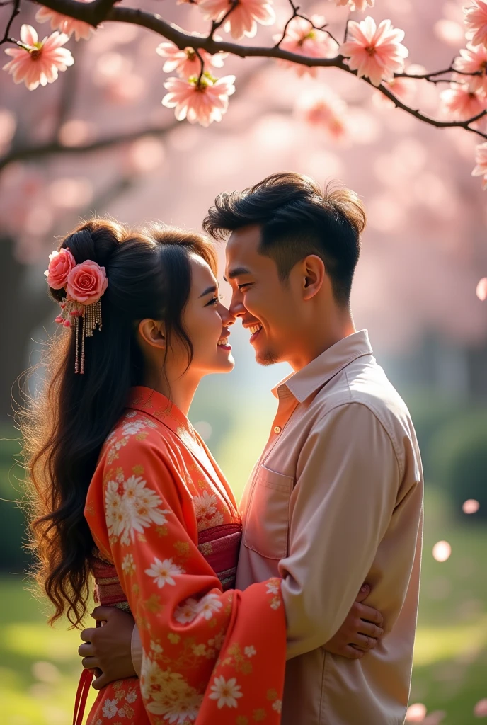 A vibrant Asian couple in love