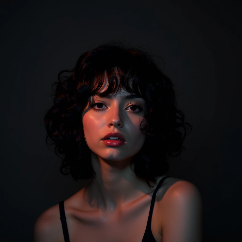 Black hair illuminated from below