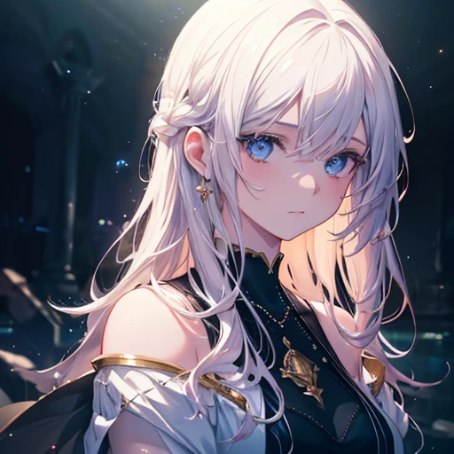 A beautiful girl with glowing celestial skin, mesmerizing starry eyes, and ethereal ethereal hair, (best quality,4k,8k,highres,masterpiece:1.2),ultra-detailed,(realistic,photorealistic,photo-realistic:1.37),HDR,UHD,studio lighting,ultra-fine painting,sharp focus,physically-based rendering,extreme detail description,professional,vivid colors,bokeh,magical realism,fantasy,digital painting,muted colors,dramatic lighting,cinematic composition