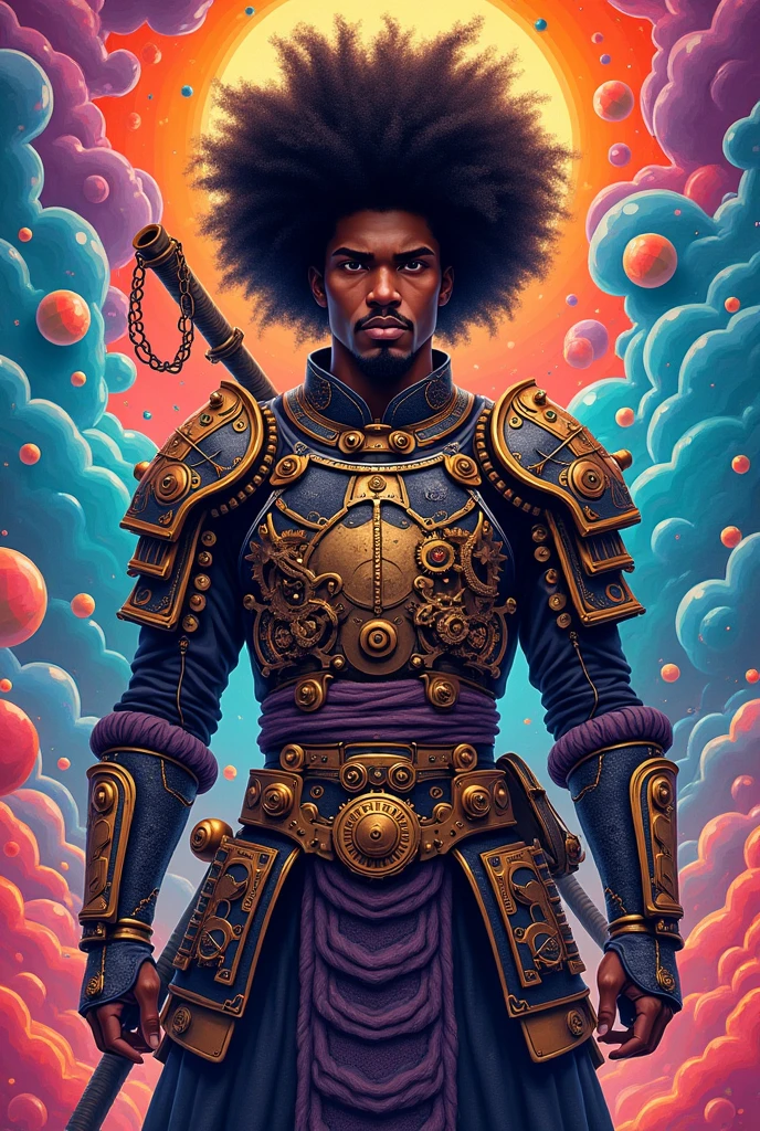 retro steampunk afro samurai  420 artwork, retro psychedelic weed illustration, liquid, psychedelic artwork, in illustration style digital, extremely high quality artwork, estilo de arte impressionante, arte do Adobe Illustrator, visionary art style, psychedelic acid trip, estilo de arte vetorial, Psychedelic style nano-infused Vibrant colors, swirling patterns, abstract forms, surreal, trippy fluid