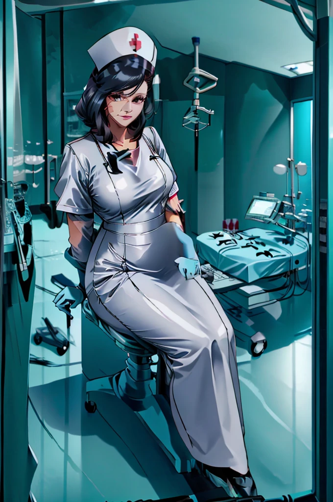 nurse uniform,hospital, latex nurse suit,nurses,busty,elbow gloves,labcoat,black hair woman,red eyes , gigantic ,medical instruments,asian nurse,two nurses,speculum,examination room,oversize ,big ass ,strap on, lay on table ,legs spreaded,giving birth,gyno chair , dentist,Milf,latex,black uniform,oversize breasts