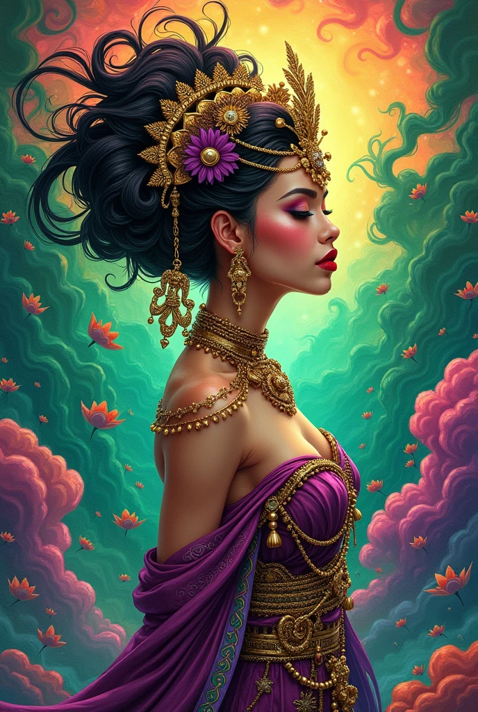 retro steampunk thai princess  420 artwork, retro psychedelic weed illustration, liquid, psychedelic artwork, in illustration style digital, extremely high quality artwork, estilo de arte impressionante, arte do Adobe Illustrator, visionary art style, psychedelic acid trip, estilo de arte vetorial, Psychedelic style nano-infused Vibrant colors, swirling patterns, abstract forms, surreal, trippy fluid