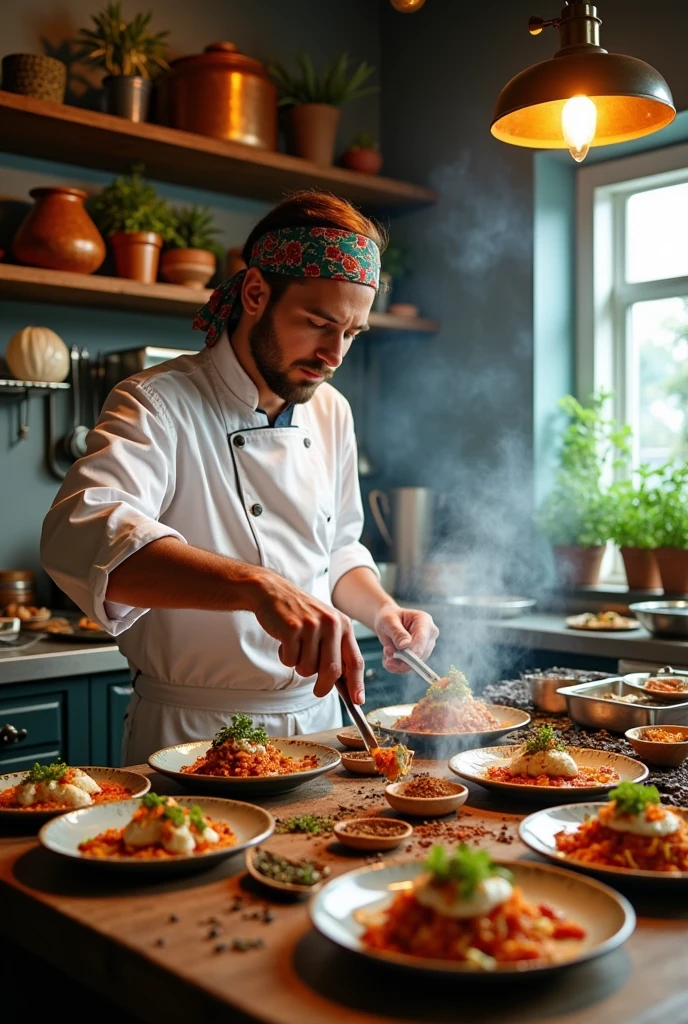 Text Fusion Food in background cooking dishes