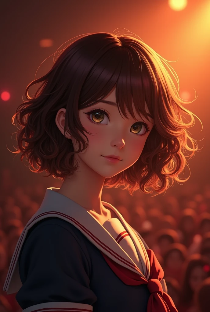 (8k, 最high quality, masterpiece:1.2), (Realistic, photo-Realistic:1.37),One girl, high school girl, high quality , Very detailed , rendering, Sharp Face, In-person audience, View your viewers, Professional Lighting, Photon Mapping, Radio City, 物理ベースrendering, Gradient brunette hair, Short Curly Hair, Like, Great image quality, High resolution, 1080P, (Clear Face), (Detailed face description), (Detailed hand description), (masterpiece), (Exquisite CGI), Extreme light and shadow, Messy Hair, masterpiece, Rich details, (Exquisite facial features), (Best image quality), (masterpiece), (Detailed eyes), I look forward to seeing you, Delicate clavicle, Half Body, Bust up photo, Japanese Uniform