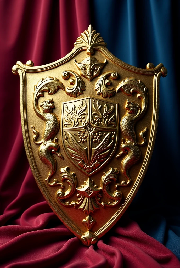 Golden coat of arms in the shape of a shield