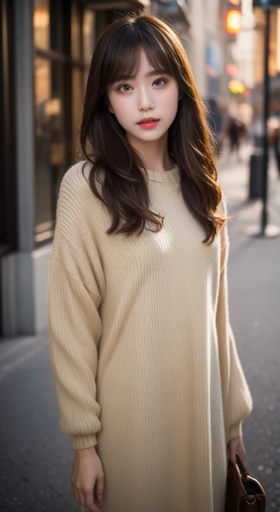 masterpiece, top-quality, Raw foto, Photorealsitic、full body Esbian、 beautiful a girl, cute little, shorth hair, depth of fields, hight resolution, ultra-detailliert, finely detail, ighly detailed, extremely detailed eye and face, Sharp pupils, Realistic pupils, foco nítido, Cinematic lighting、small tits、In the street、Casual wear