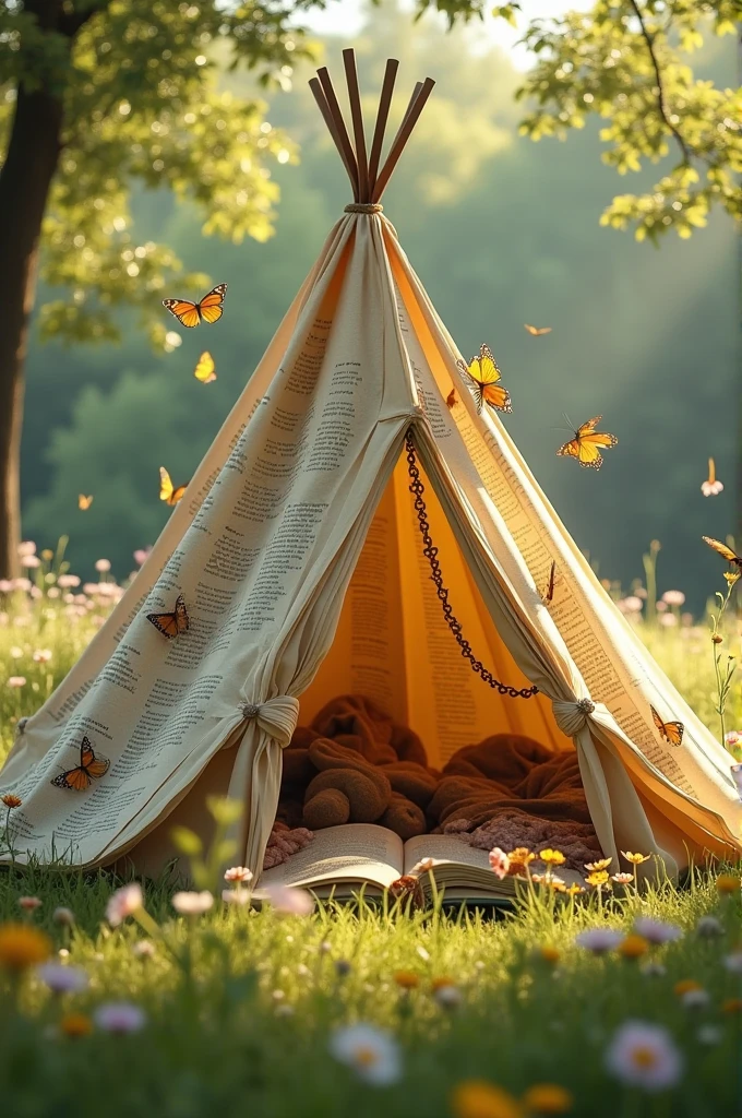 a tent made from a book turned upside down