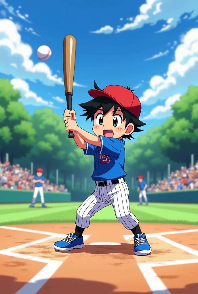 Tamayama-kun is playing baseball.