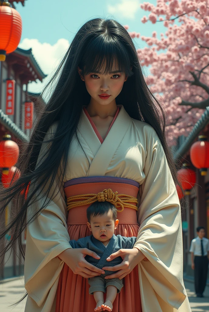 An image of a giant Japanese-looking woman with thick lips attempting to swallow a man whole.