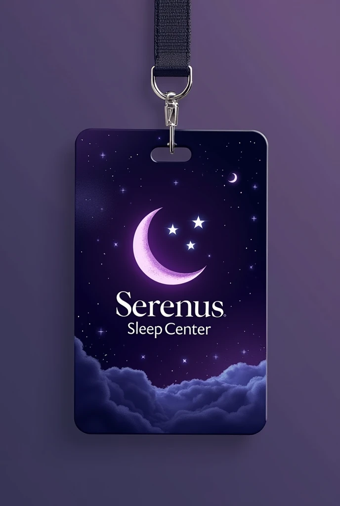 company Id lanyard company: Serenus Sleep Center, color purple
Serenus Sleep Center
The U in the word serenus is halfmoon with three stars