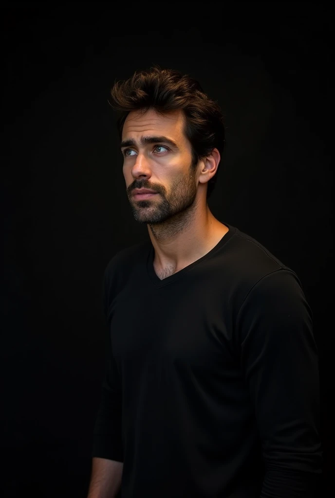 30 year boy and black background
