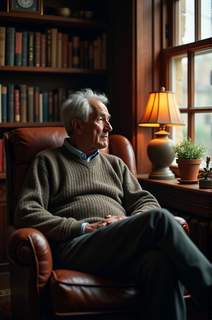 The man who sitting the chair