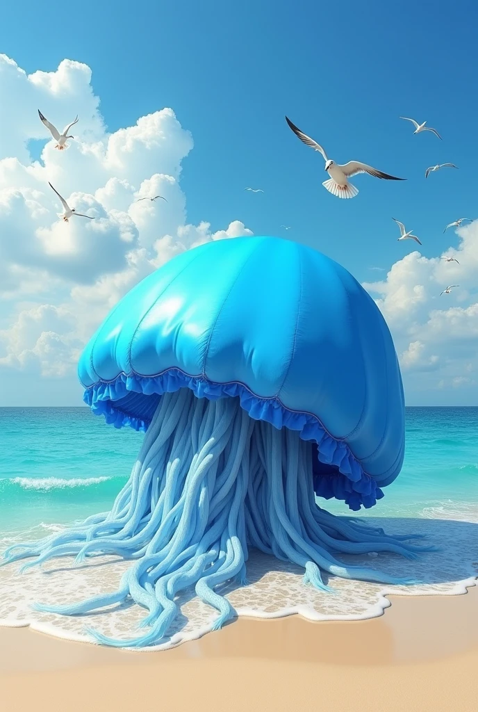 A gint blue bale on beach 