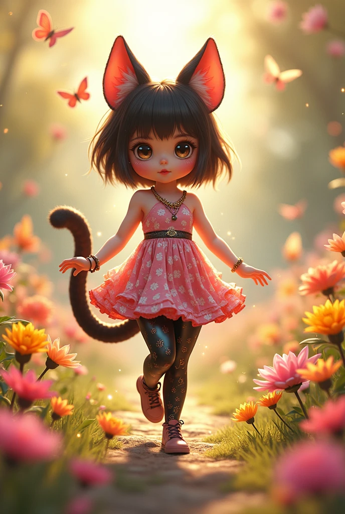 Smoll Neko girl i leather leggins and flower dress
