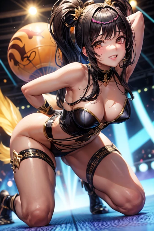Draw Suzy in 4k quality, a female character with waist-length black hair wearing a sexy Brazilian carnival costume. Suzy is thin with small breasts but has a very nice big and perky ass.. She is dancing on the floor at the Brazilian carnival with many men around her touching her ass. lightbrown eyes. Small breasts and a perky butt. A four-legged position on the dance floor with many men touching the character's butt.. Position on all fours with elbows on the floor and butt up. Men opening the character's ass. View from behind from bottom to top. Draw man's hands opening Suzy's ass in front of the cameras