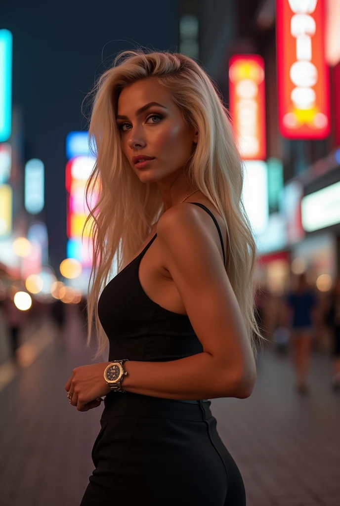 blonde skinny posing shows her ass,in a dark street in Prague,full_shot,full_body,(((raw photo))),(8k:1.1),tank top,(night shoot),mysterious,dark street,Prague,night,((dark night)),
((masterpiece)),((realistic)),perfect eyes,detailed human skin texture,detailed human face,realistic face,details,realistic hair,details,skin texture,light reflections,depth of field,
light from street lights,seductive light,(((backlight))),light reflected from shiny surfaces,urban atmosphere,realistic shadows,bokeh,extremely detailed background,glare,surreal,
analog photo,photorealism,realistic,8k,natural lighting,(((realistic details))),dramatic lighting,(backlight),professional photography,cinema,Super resolution,16k,uhd,neon light,
portrait lighting,extremely detailed background,glare,surreal,cinema,Super-res,(16k),Fujifilm XT3,