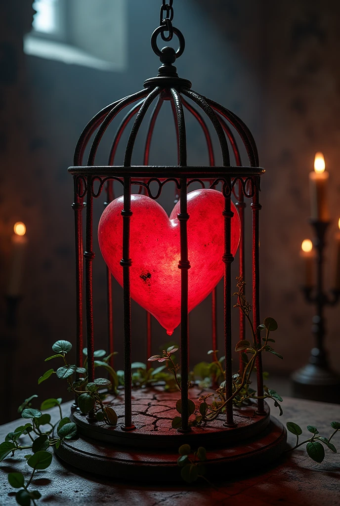 A heart being protected by chains and bars
