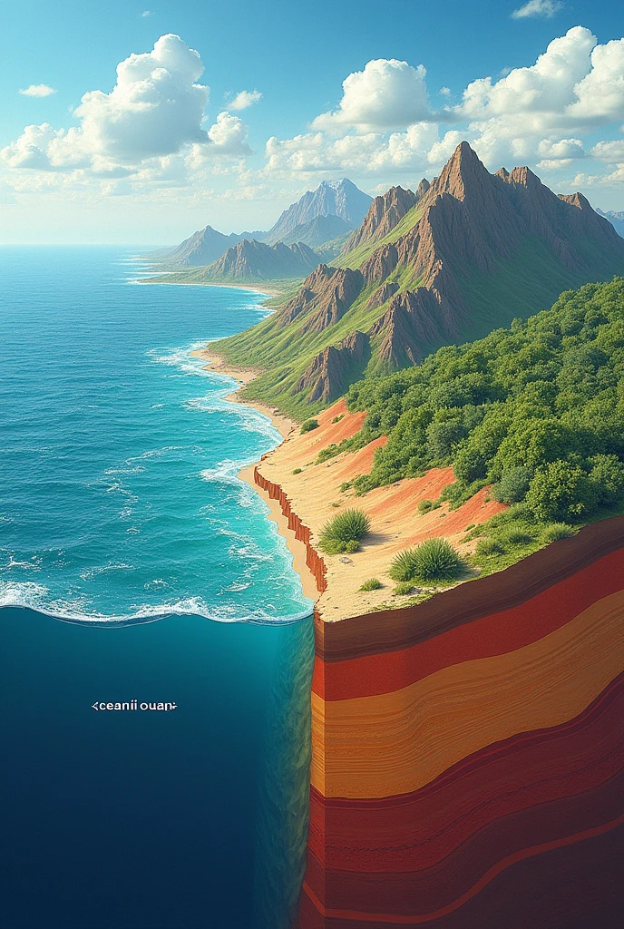 create a poster art show casing the differences between oceanic and continental lithosphere drawings only