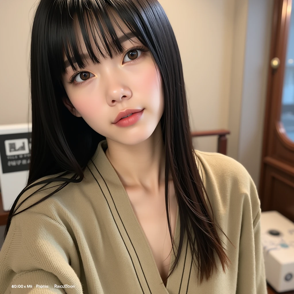 Wearing a knitted sweater & mini skirt, (Lift up your skirt to show your underwear:1.3), Realistic photo, of Japanese, nude, Lie on the bed with your legs spread, The lower body is a futuristic machine, Detailed face and body, Natural light, High resolution, photoRealistic, (Highest quality,8k,High resolution,masterpiece:1.2),Very detailed,(Realistic,photoRealistic,photo-Realistic:1.37),Realistic skin texture,Beautiful long eyes and lips,Beautifully detailed face,Long eyelashes,Smooth Skin,Natural body shape,((Medium Hair,Straight Hair,Keep your bangs straight down)),(Thin face,Small jaw,Wide forehead)