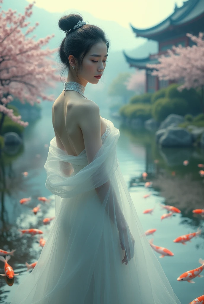 {high quality}, representation of&#39;octane, ultra high definition, depth of field, epic, movie, ancient china, 1 girl, beautiful face, Solitaire, Flying fish,"Generate an image of a sexy girl in underwear, with the body composed of a dense fog. The fog should be thick and detailed, forming the curves of the body in a mysterious and suggestive way. The face must be visible, but the rest of the body must appear ethereal and nebulous, merging with the environment in a soft and elegant way."
